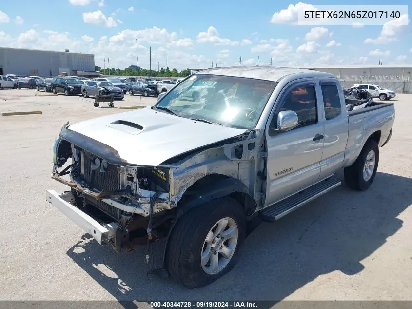 2005 Toyota Tacoma Prerunner VIN: 5TETX62N65Z017140 Lot: 40344728