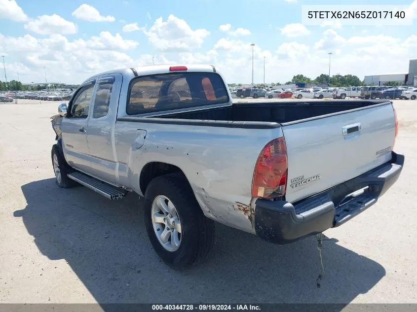 2005 Toyota Tacoma Prerunner VIN: 5TETX62N65Z017140 Lot: 40344728