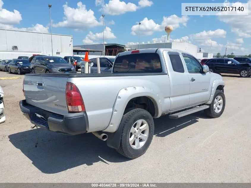 2005 Toyota Tacoma Prerunner VIN: 5TETX62N65Z017140 Lot: 40344728