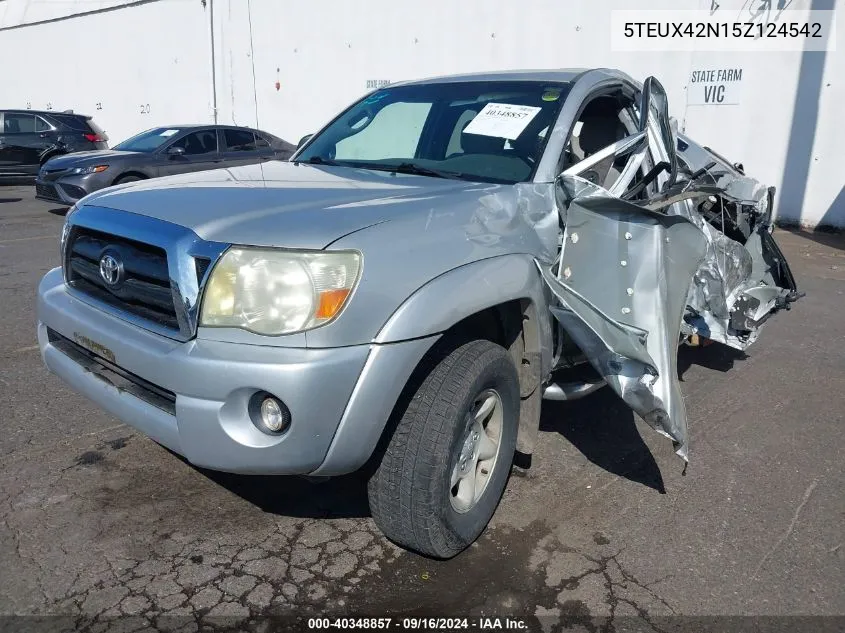 2005 Toyota Tacoma VIN: 5TEUX42N15Z124542 Lot: 40348857