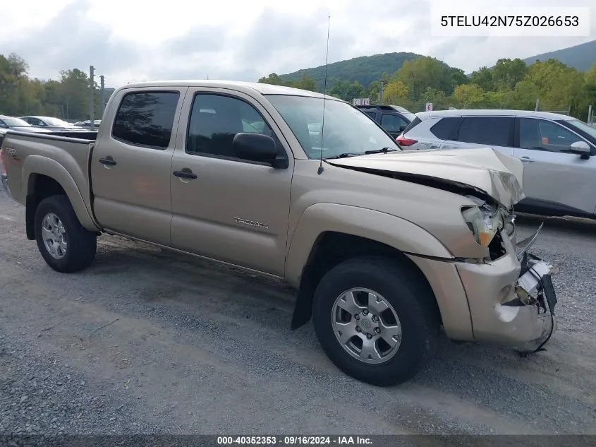 2005 Toyota Tacoma Base V6 VIN: 5TELU42N75Z026653 Lot: 40352353