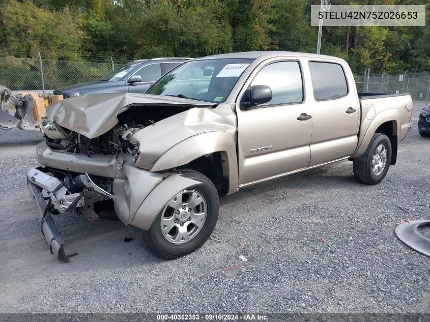 2005 Toyota Tacoma Base V6 VIN: 5TELU42N75Z026653 Lot: 40352353