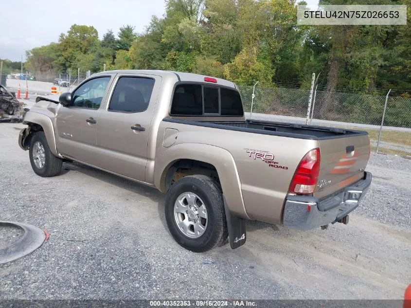 2005 Toyota Tacoma Base V6 VIN: 5TELU42N75Z026653 Lot: 40352353