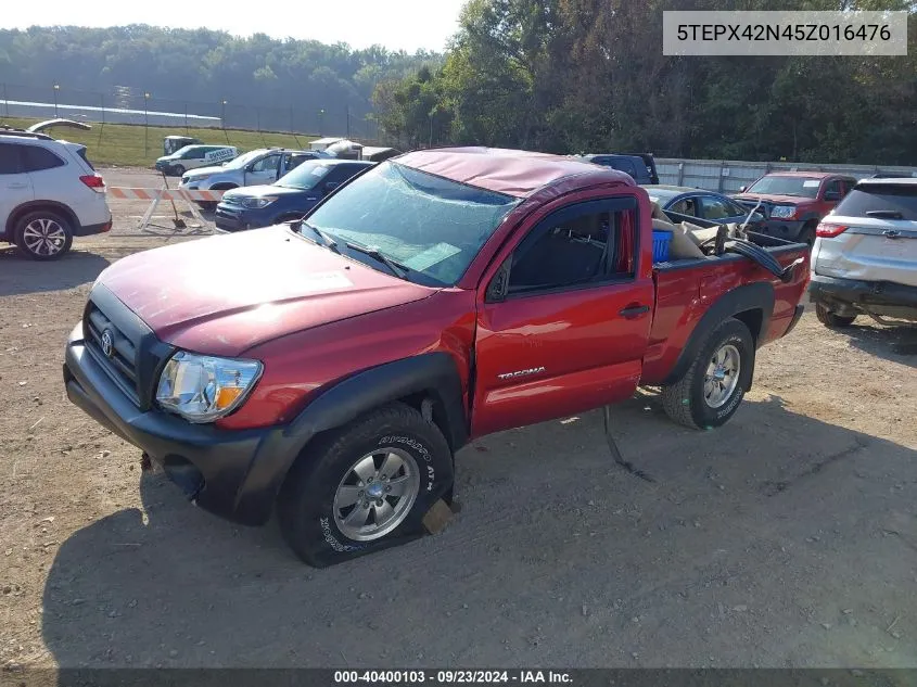 2005 Toyota Tacoma VIN: 5TEPX42N45Z016476 Lot: 40400103