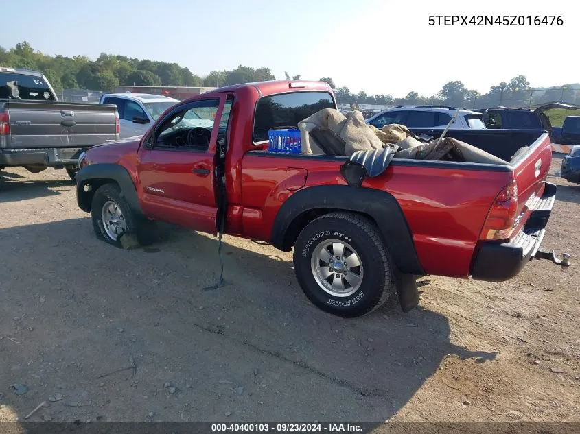 2005 Toyota Tacoma VIN: 5TEPX42N45Z016476 Lot: 40400103