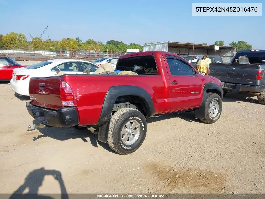 2005 Toyota Tacoma VIN: 5TEPX42N45Z016476 Lot: 40400103