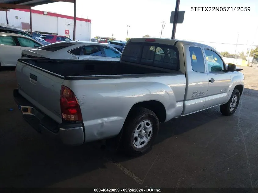 2005 Toyota Tacoma VIN: 5TETX22N05Z142059 Lot: 40429899