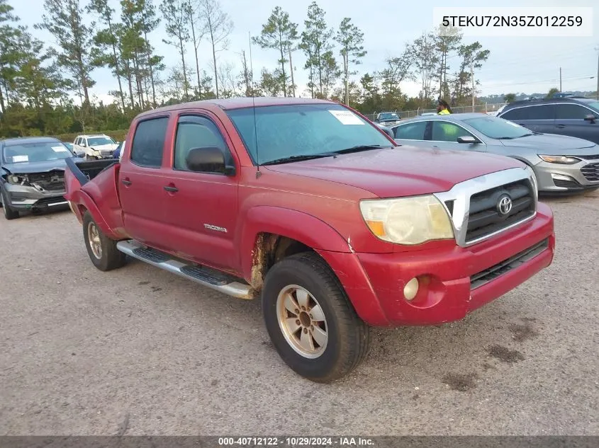 2005 Toyota Tacoma Prerunner V6 VIN: 5TEKU72N35Z012259 Lot: 40712122