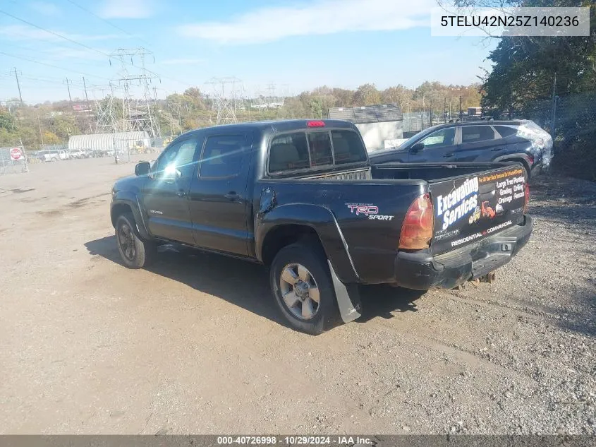 2005 Toyota Tacoma Base V6 VIN: 5TELU42N25Z140236 Lot: 40726998