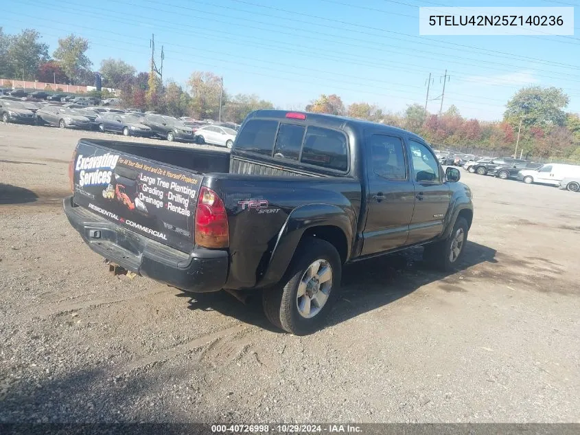 2005 Toyota Tacoma Base V6 VIN: 5TELU42N25Z140236 Lot: 40726998