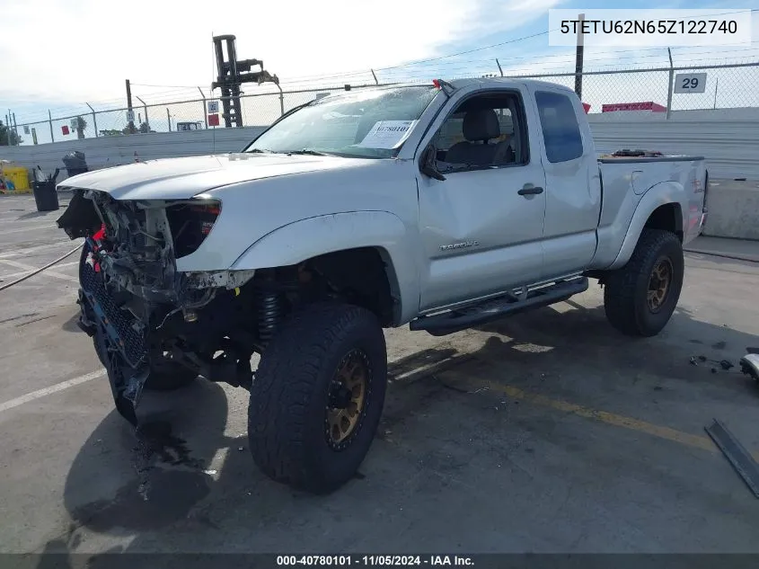 2005 Toyota Tacoma Prerunner Access Cab VIN: 5TETU62N65Z122740 Lot: 40780101