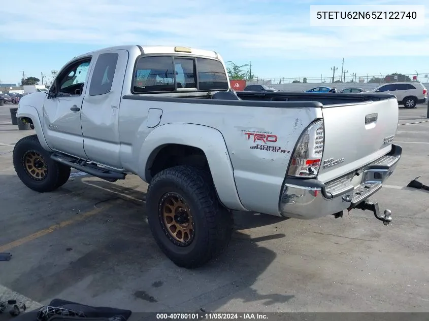 2005 Toyota Tacoma Prerunner Access Cab VIN: 5TETU62N65Z122740 Lot: 40780101