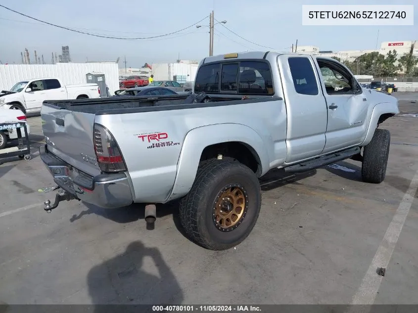 2005 Toyota Tacoma Prerunner Access Cab VIN: 5TETU62N65Z122740 Lot: 40780101