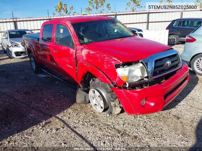 2005 Toyota Tacoma Base V6 VIN: 5TEMU52N85Z025800 Lot: 40794921