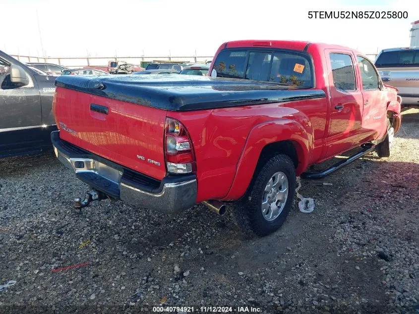 2005 Toyota Tacoma Base V6 VIN: 5TEMU52N85Z025800 Lot: 40794921