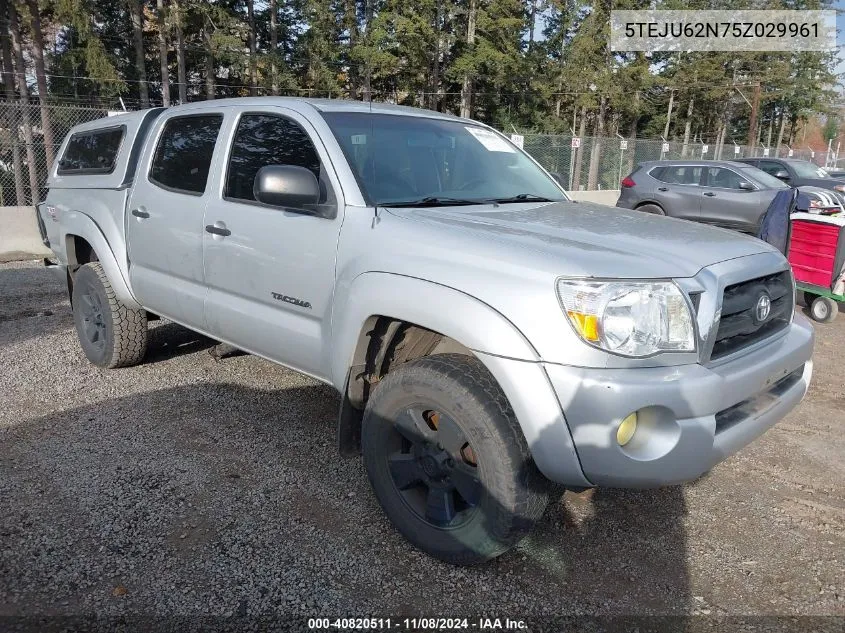 2005 Toyota Tacoma Double Cab Prerunner VIN: 5TEJU62N75Z029961 Lot: 40820511