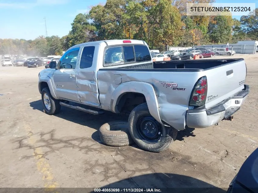 2005 Toyota Tacoma Prerunner Access Cab VIN: 5TETU62N85Z125204 Lot: 40853698