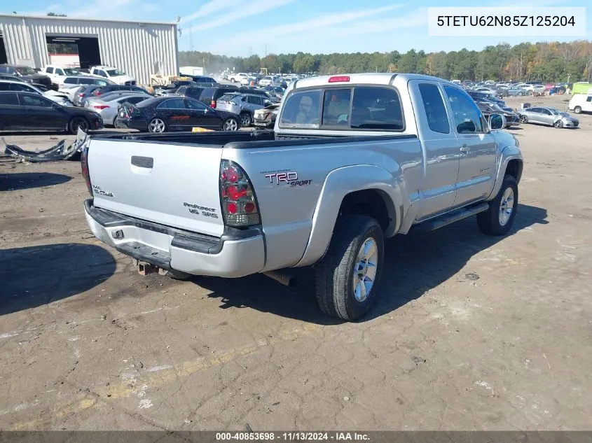 2005 Toyota Tacoma Prerunner Access Cab VIN: 5TETU62N85Z125204 Lot: 40853698