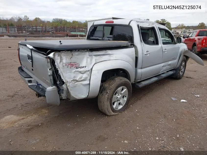 2005 Toyota Tacoma Double Cab VIN: 5TELU42N45Z125074 Lot: 40871289