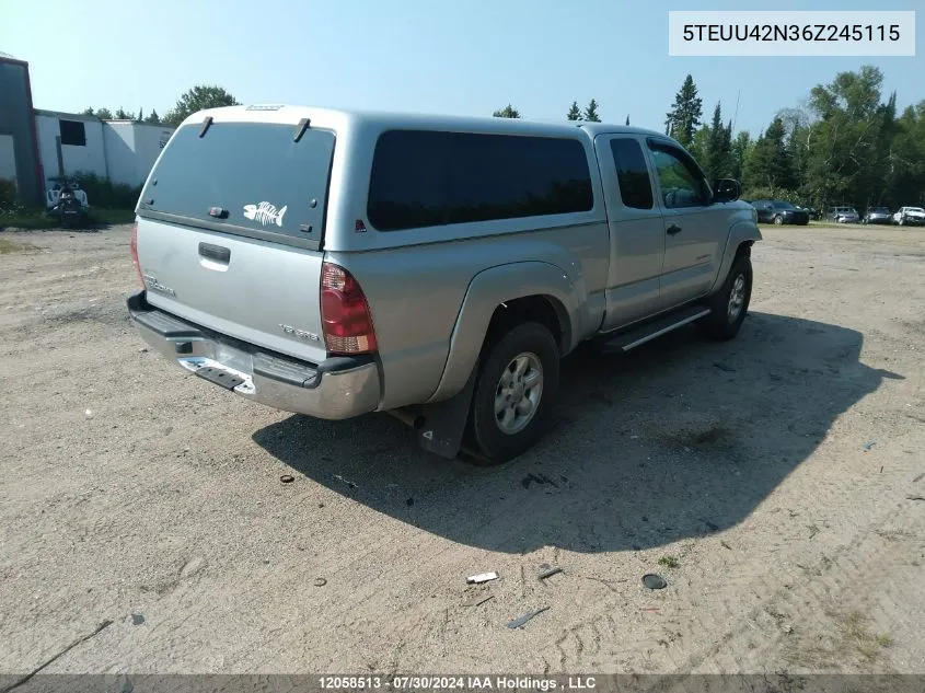 2006 Toyota Tacoma Access Cab VIN: 5TEUU42N36Z245115 Lot: 12058513