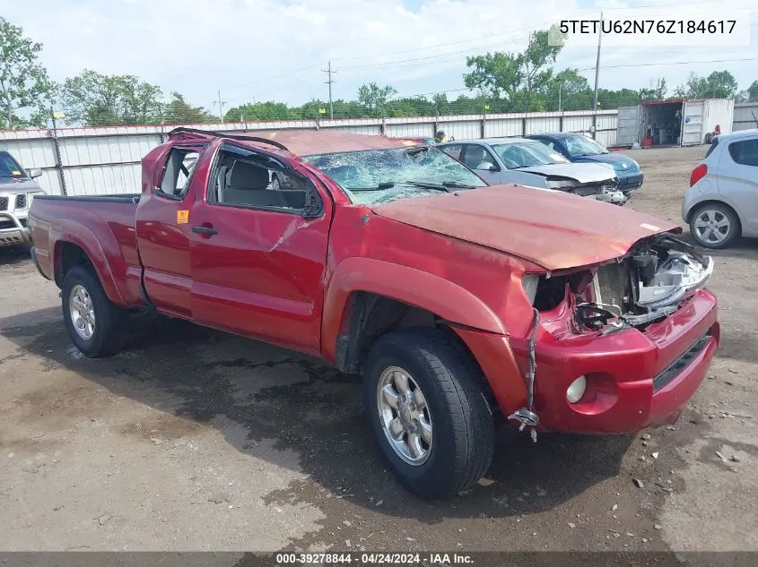 2006 Toyota Tacoma Prerunner V6 VIN: 5TETU62N76Z184617 Lot: 39278844