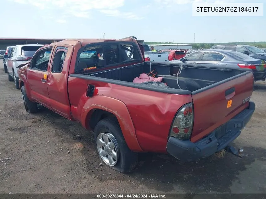 2006 Toyota Tacoma Prerunner V6 VIN: 5TETU62N76Z184617 Lot: 39278844