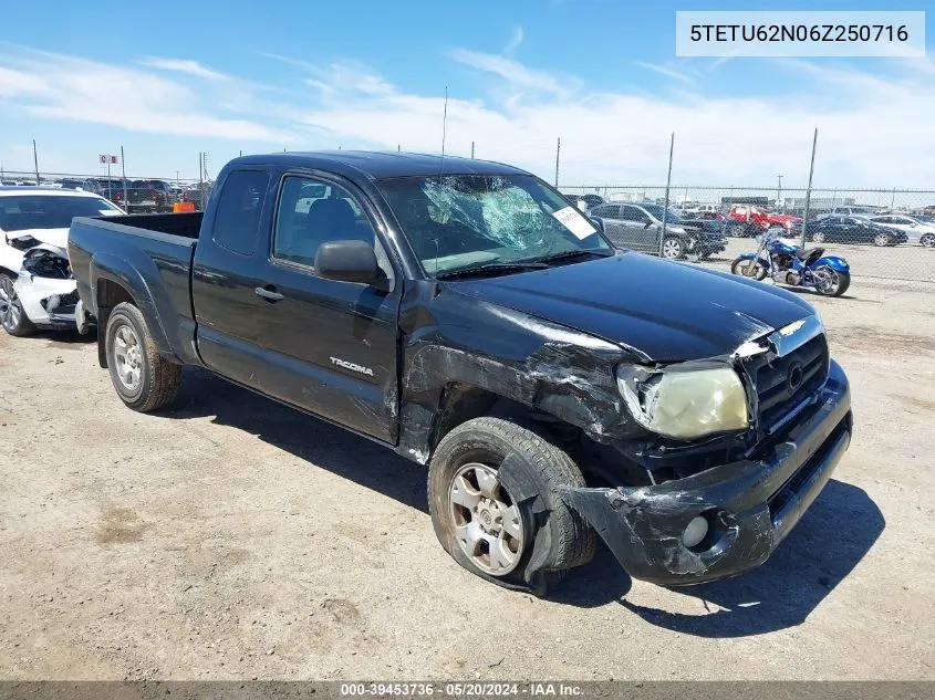 2006 Toyota Tacoma Prerunner V6 VIN: 5TETU62N06Z250716 Lot: 39453736