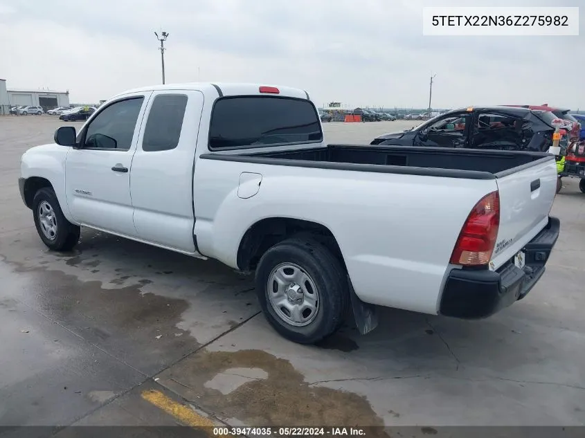 2006 Toyota Tacoma VIN: 5TETX22N36Z275982 Lot: 39474035