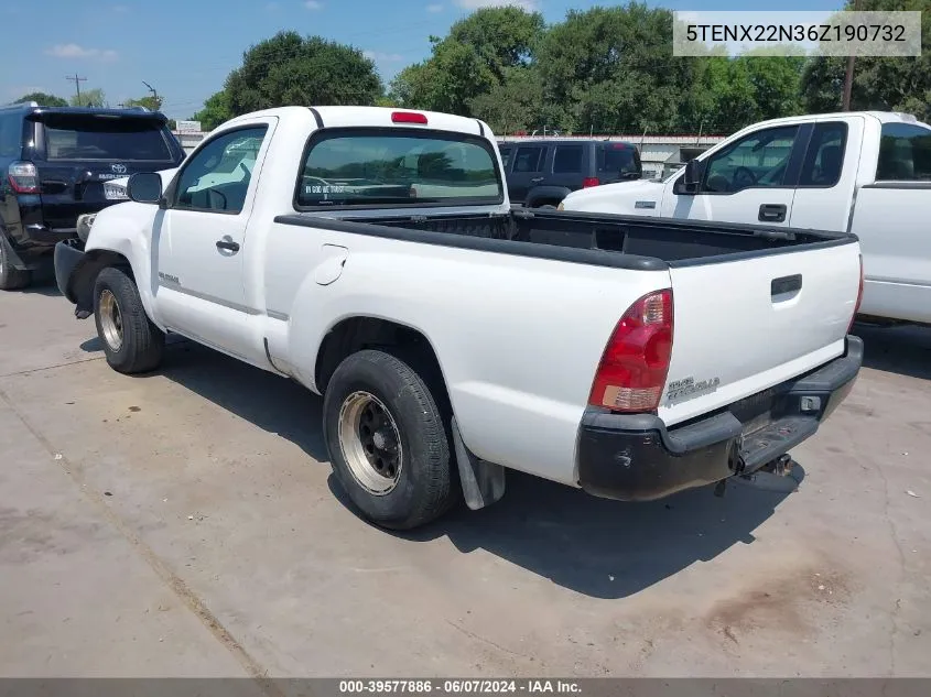 2006 Toyota Tacoma VIN: 5TENX22N36Z190732 Lot: 39577886