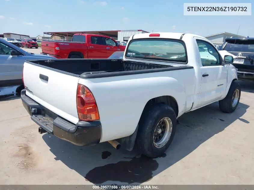 2006 Toyota Tacoma VIN: 5TENX22N36Z190732 Lot: 39577886