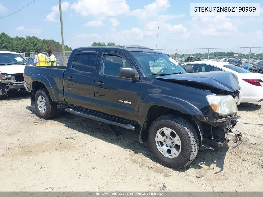 2006 Toyota Tacoma Prerunner V6 VIN: 5TEKU72N86Z190959 Lot: 39831036