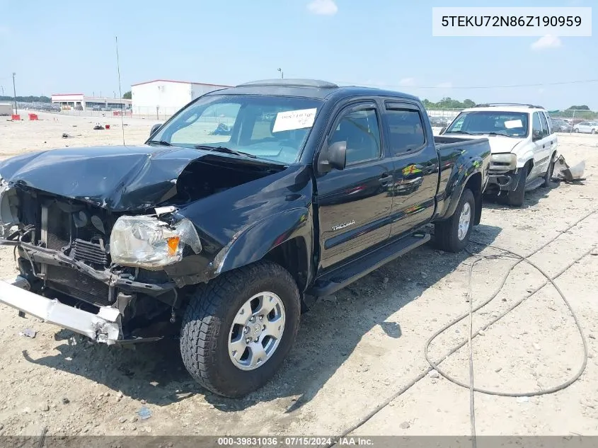 2006 Toyota Tacoma Prerunner V6 VIN: 5TEKU72N86Z190959 Lot: 39831036