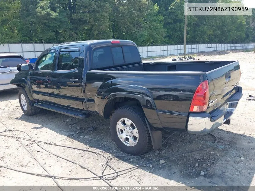 2006 Toyota Tacoma Prerunner V6 VIN: 5TEKU72N86Z190959 Lot: 39831036