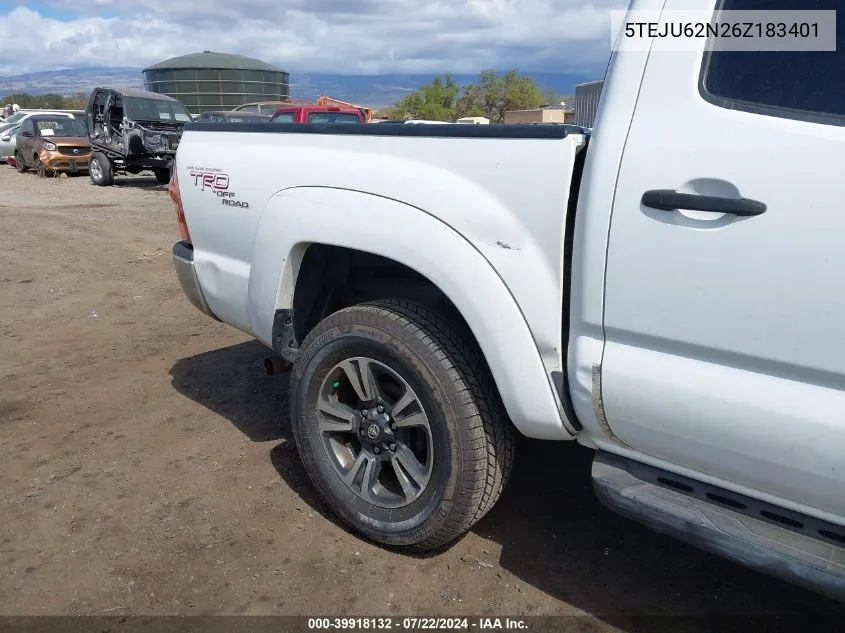 2006 Toyota Tacoma Prerunner V6 VIN: 5TEJU62N26Z183401 Lot: 39918132