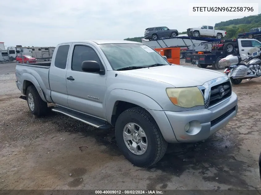 2006 Toyota Tacoma Prerunner V6 VIN: 5TETU62N96Z258796 Lot: 40009012