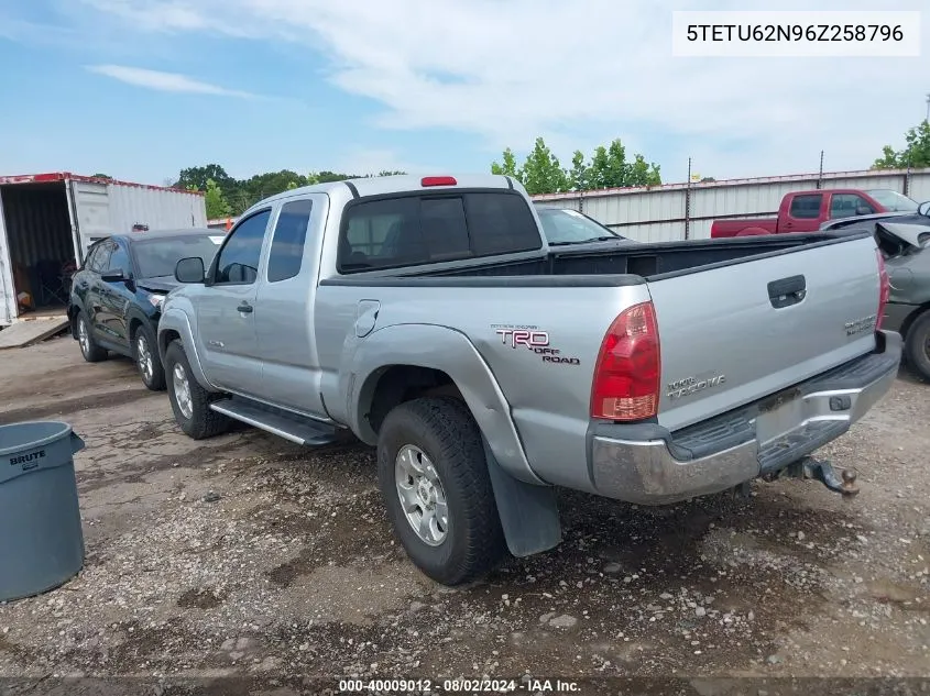 2006 Toyota Tacoma Prerunner V6 VIN: 5TETU62N96Z258796 Lot: 40009012