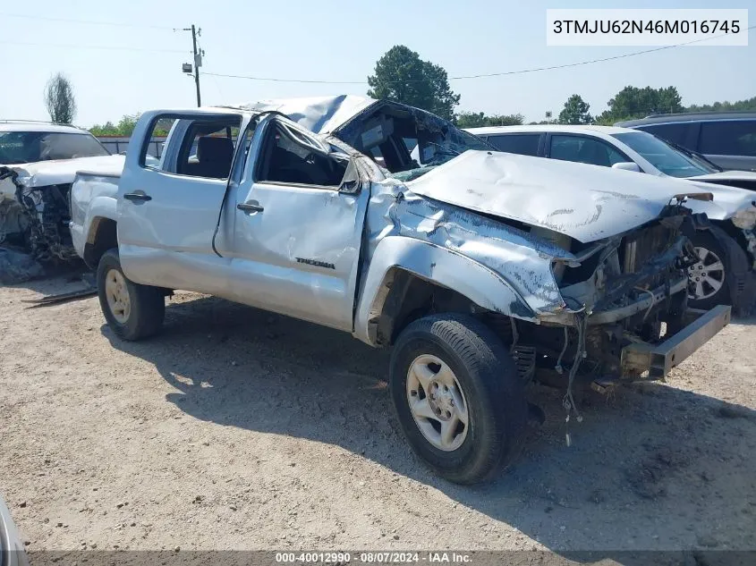 2006 Toyota Tacoma Prerunner V6 VIN: 3TMJU62N46M016745 Lot: 40012990