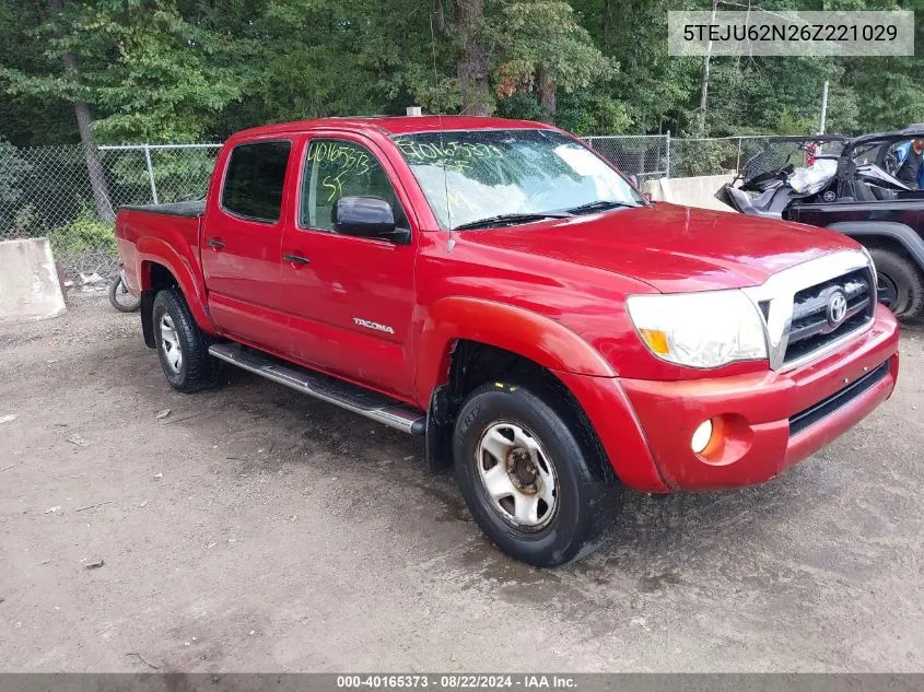 2006 Toyota Tacoma Prerunner V6 VIN: 5TEJU62N26Z221029 Lot: 40165373