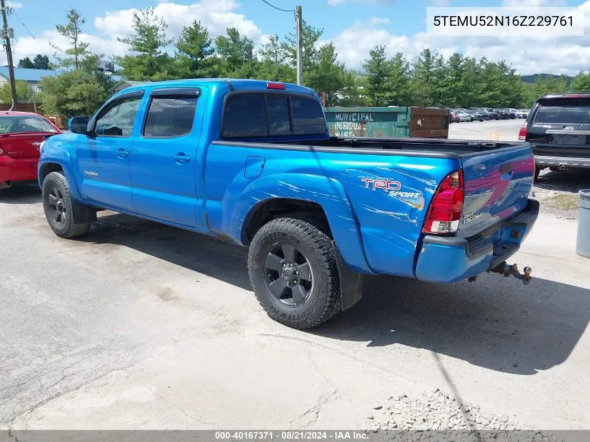 2006 Toyota Tacoma Base V6 VIN: 5TEMU52N16Z229761 Lot: 40167371