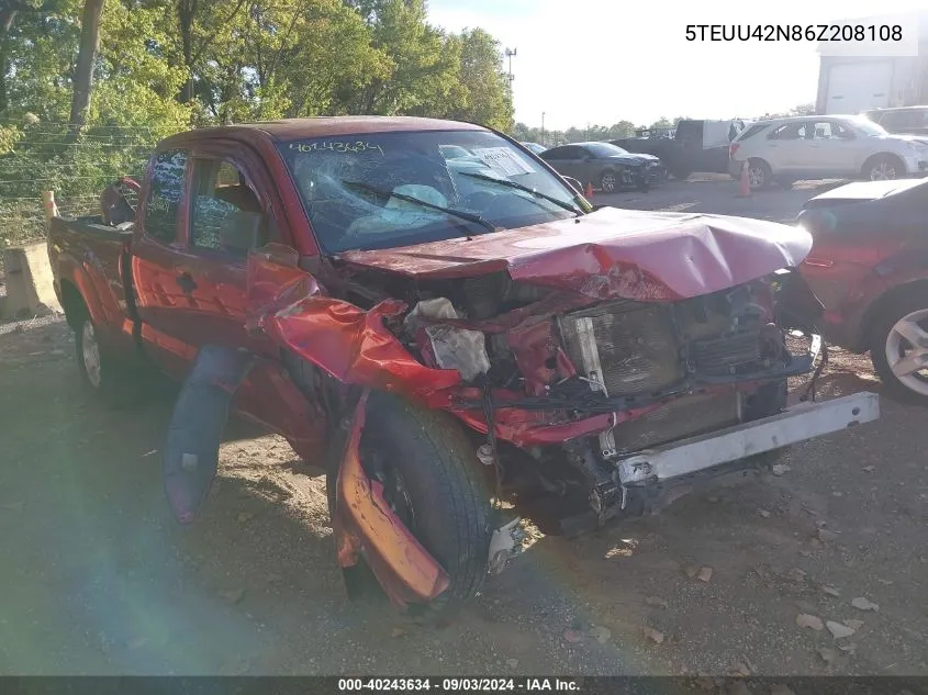 2006 Toyota Tacoma Base V6 VIN: 5TEUU42N86Z208108 Lot: 40243634