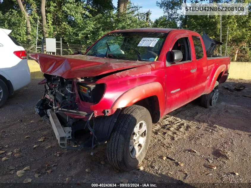 2006 Toyota Tacoma Base V6 VIN: 5TEUU42N86Z208108 Lot: 40243634