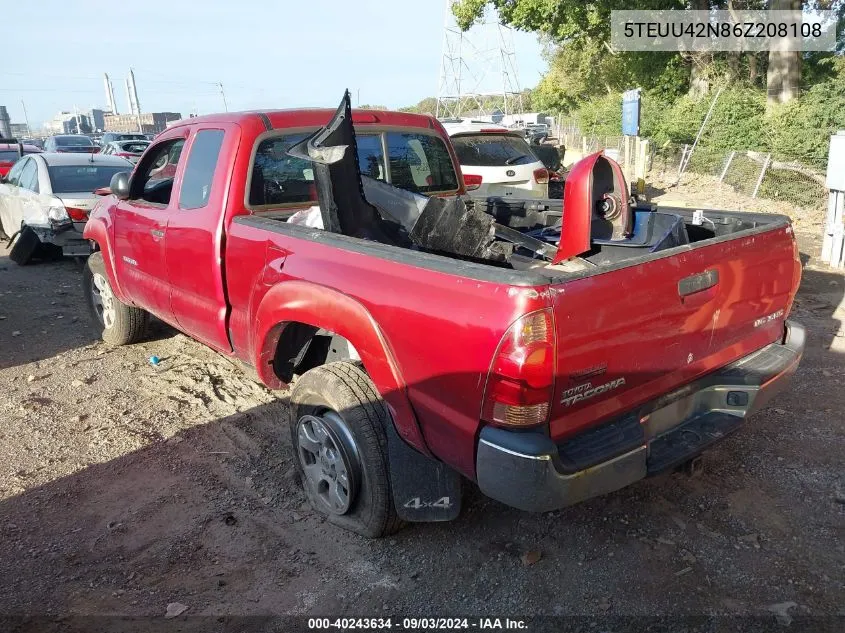 2006 Toyota Tacoma Base V6 VIN: 5TEUU42N86Z208108 Lot: 40243634