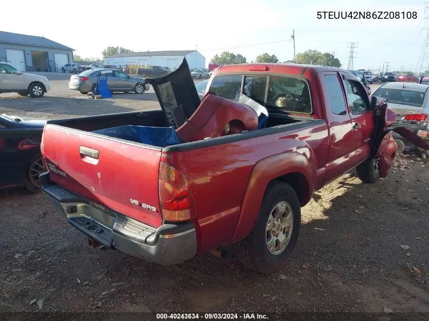 2006 Toyota Tacoma Base V6 VIN: 5TEUU42N86Z208108 Lot: 40243634