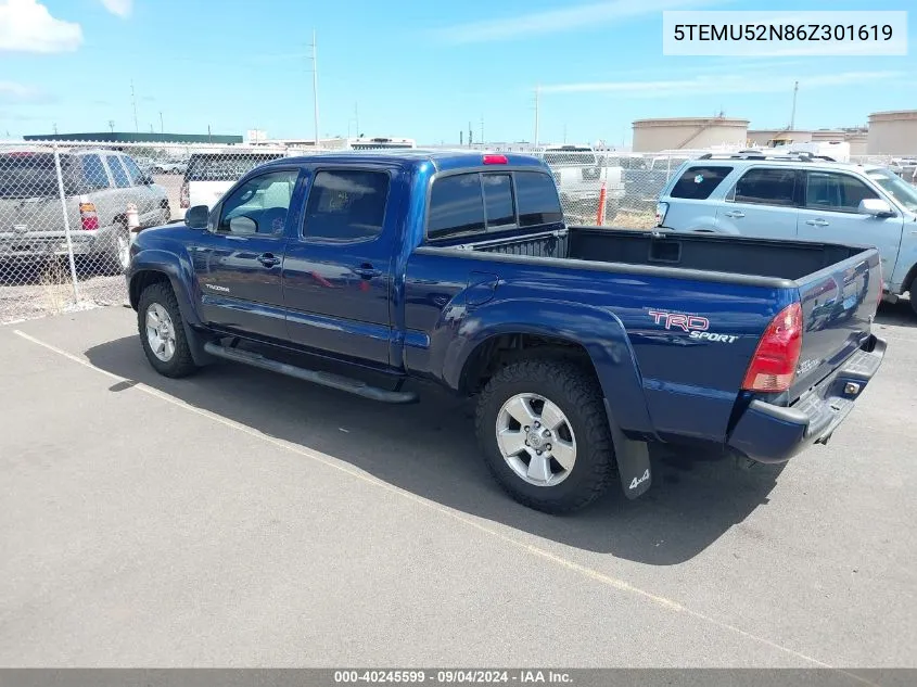 2006 Toyota Tacoma Base V6 VIN: 5TEMU52N86Z301619 Lot: 40245599