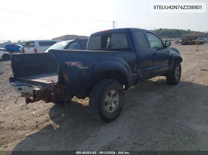 2006 Toyota Tacoma Base V6 VIN: 5TEUU42N76Z238801 Lot: 40303162