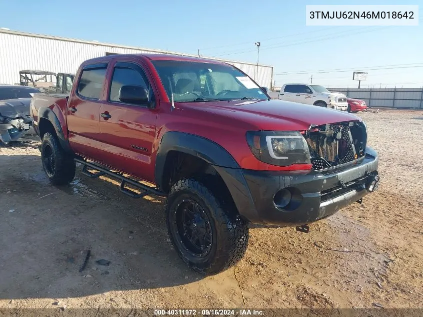 2006 Toyota Tacoma Double Cab Prerunner VIN: 3TMJU62N46M018642 Lot: 40311972