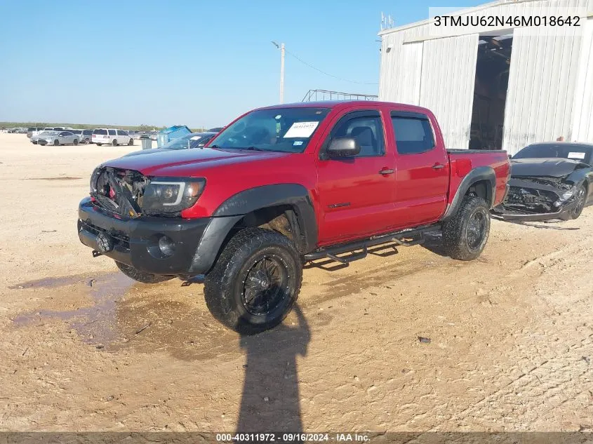 2006 Toyota Tacoma Double Cab Prerunner VIN: 3TMJU62N46M018642 Lot: 40311972