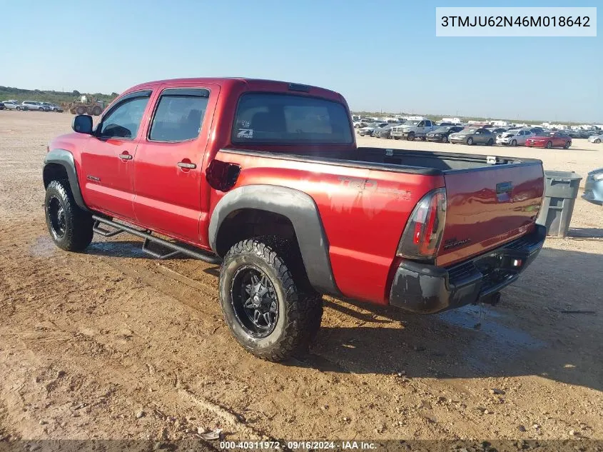 2006 Toyota Tacoma Double Cab Prerunner VIN: 3TMJU62N46M018642 Lot: 40311972