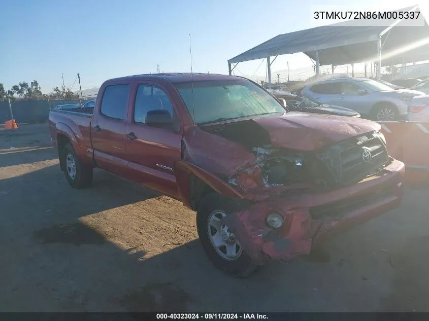 2006 Toyota Tacoma Prerunner V6 VIN: 3TMKU72N86M005337 Lot: 40323024