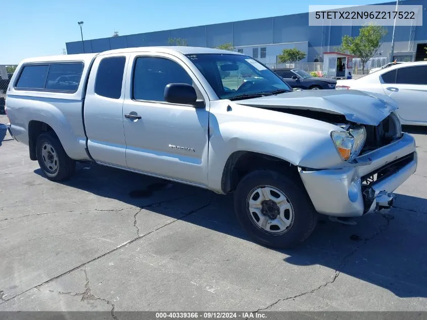 2006 Toyota Tacoma VIN: 5TETX22N96Z217522 Lot: 40339366